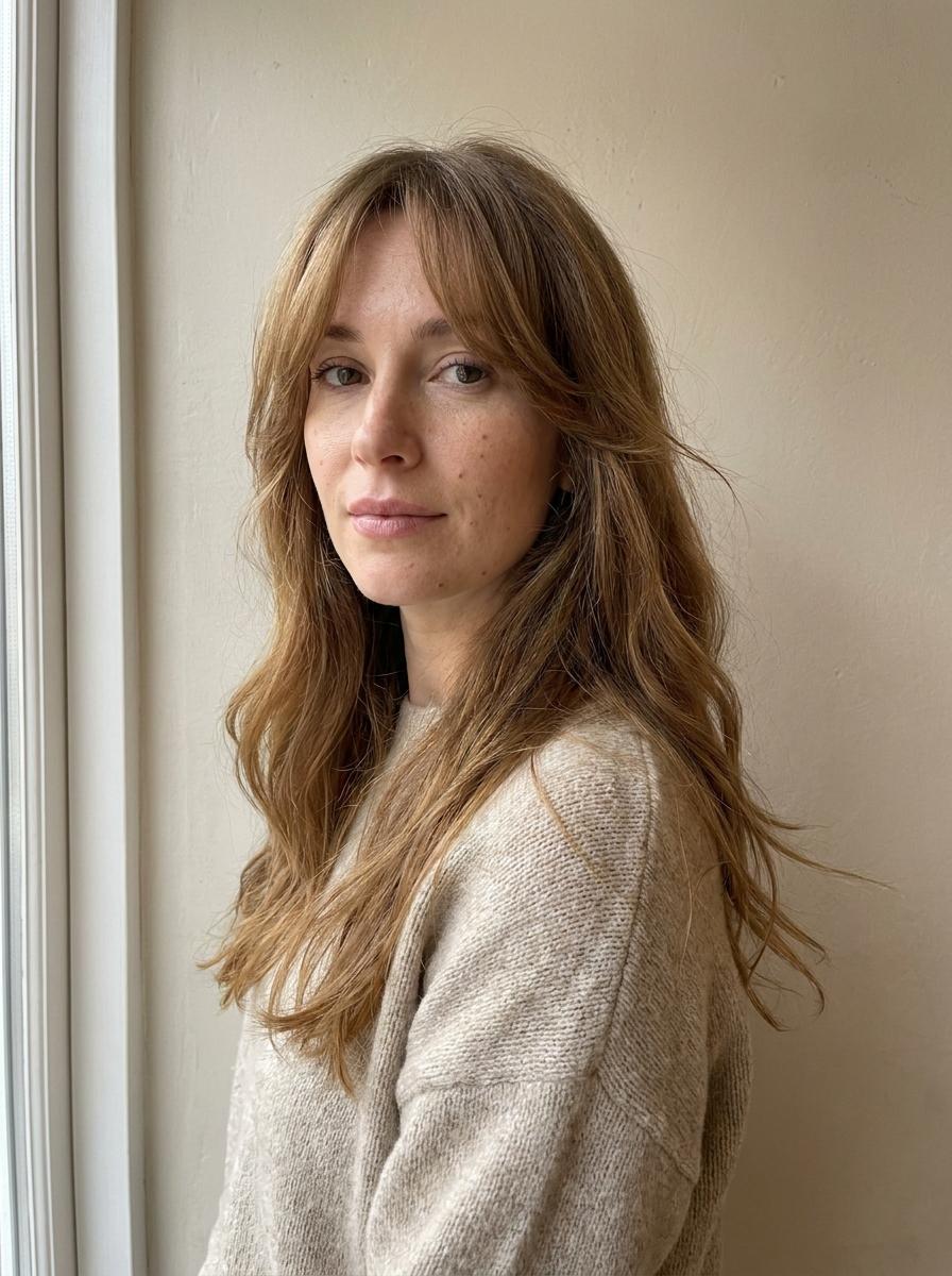 Lange Haare mit Curtain Bangs - moderner Langhaarschnitt